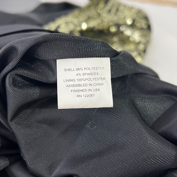 Tatyana Metallic Gold & Black Bodycon Dress Size M Retro Keyhole Glam Party - Picture 7 of 9